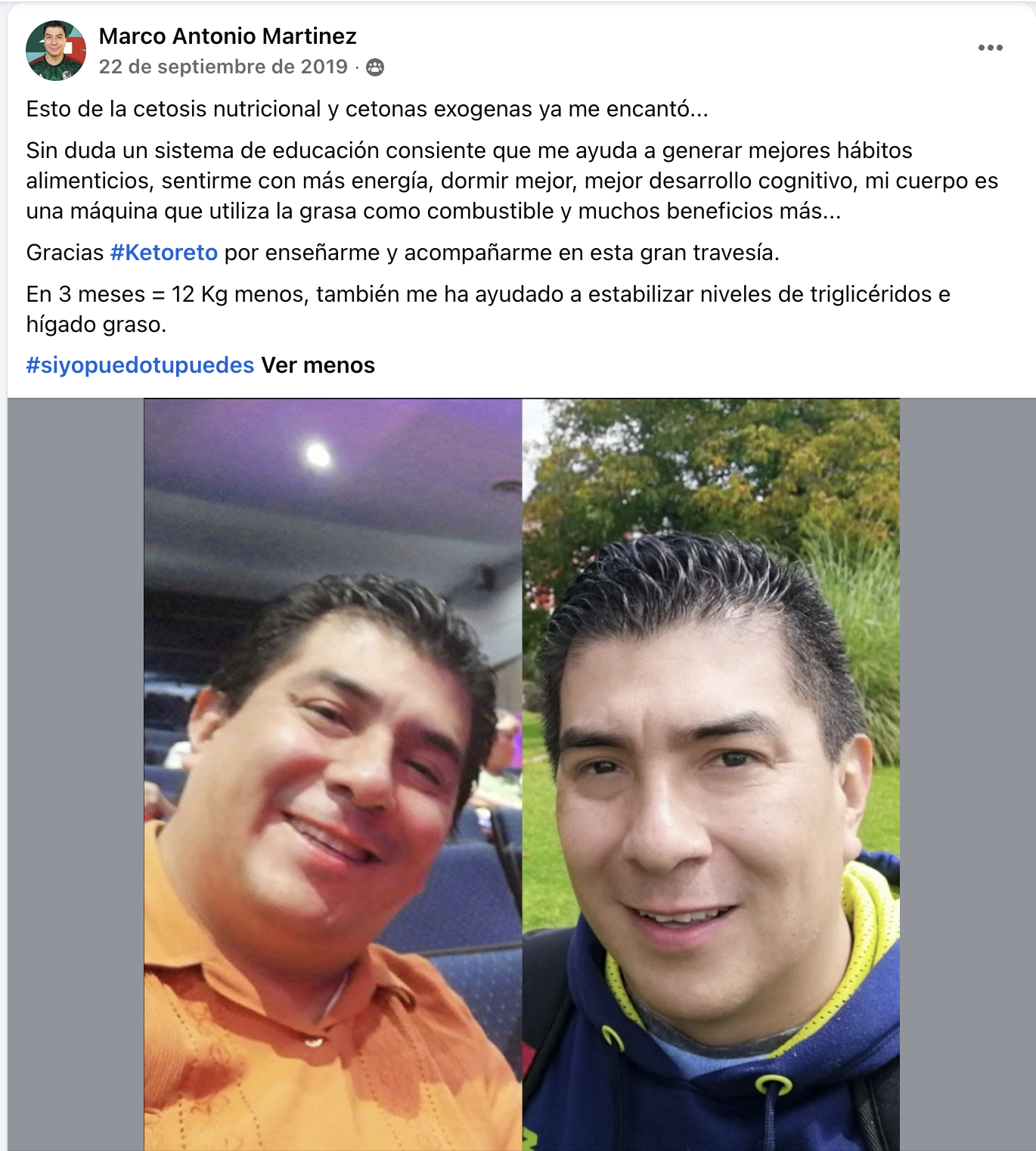 Testimonio de Marco Antonio Martínez, antes y después con Keto Reto